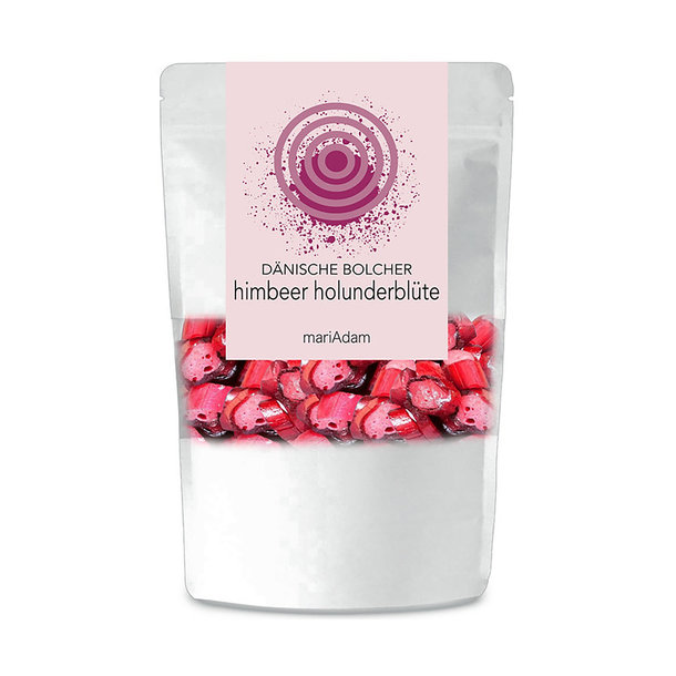HIMBEERE HOLUNDERBLÜTE Handgemachte Dänische Bolcher 100g