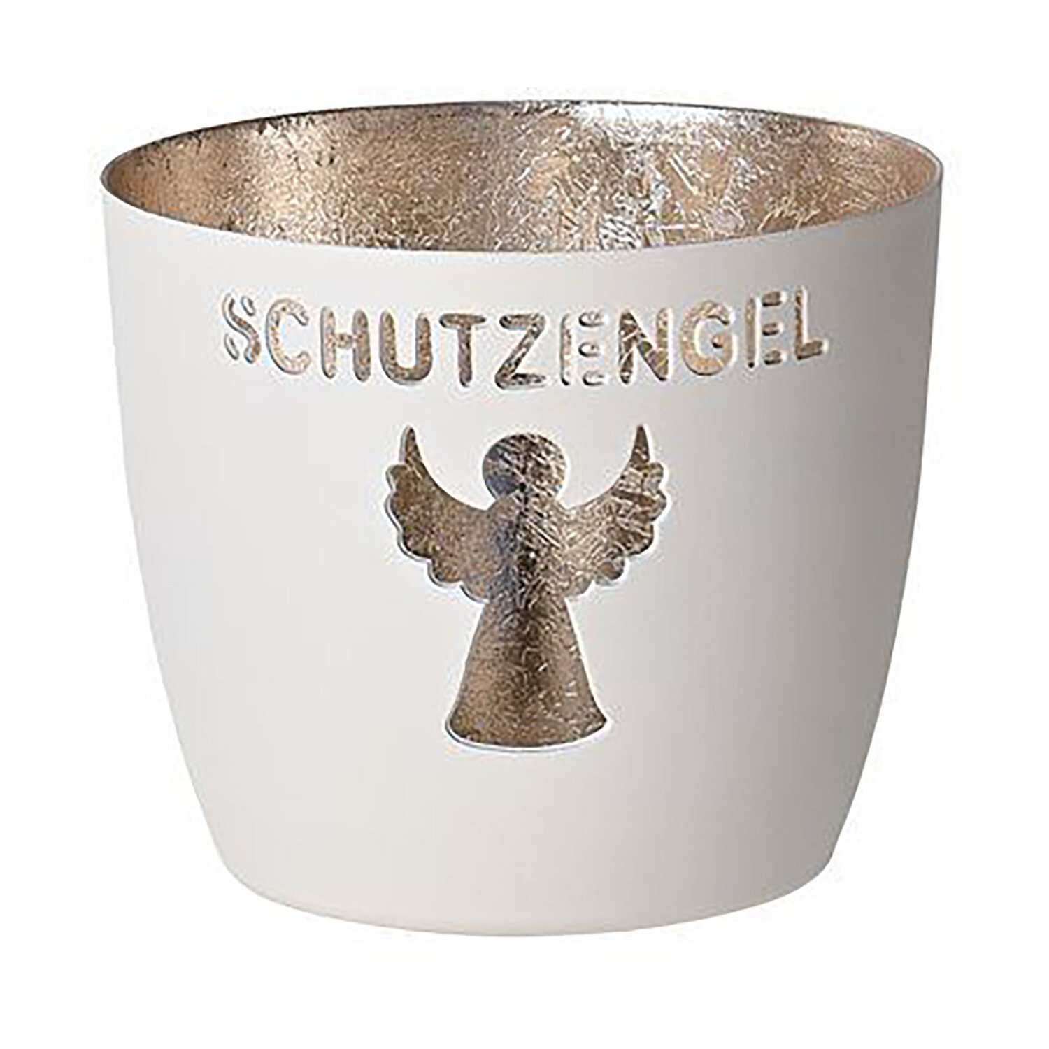 Madras Windlicht M - Schutzengel weiß/gold