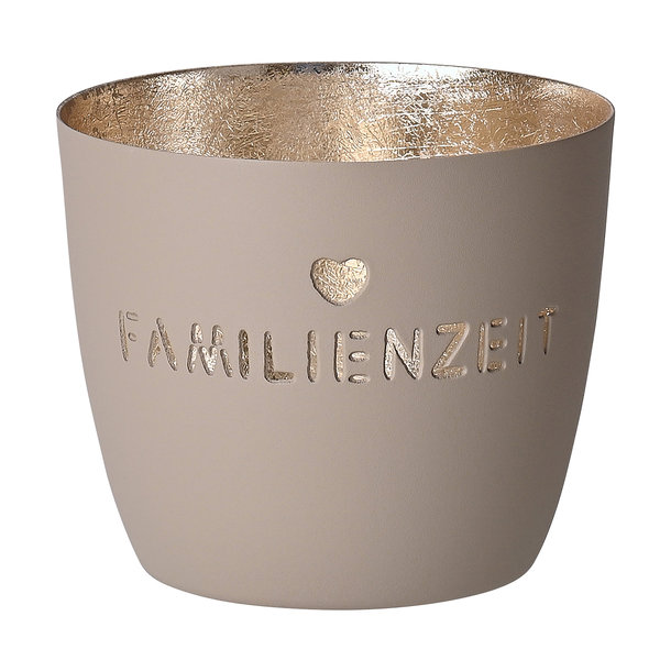 Madras, Windlicht, M, Motiv: Familienzeit, sandstone/gold - WINDLICHT