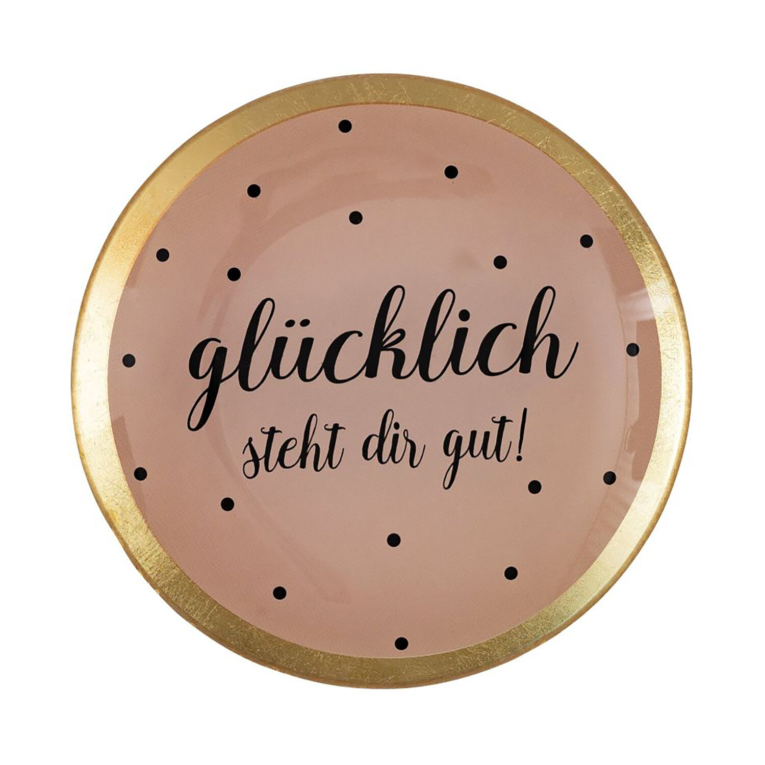 Love Plates Glasteller M - Glücklich steht rosa