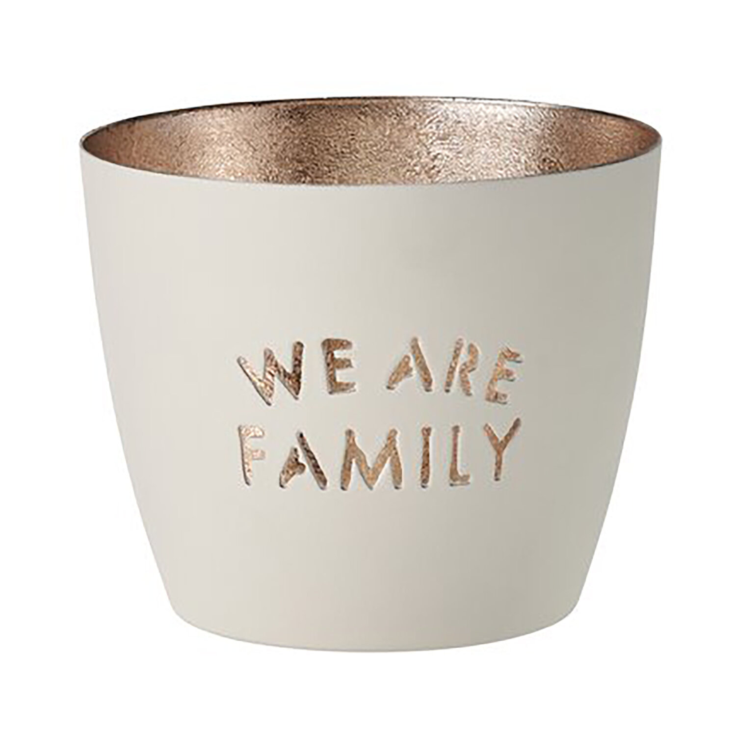 Madras Windlicht M - We are Family weiß/gold