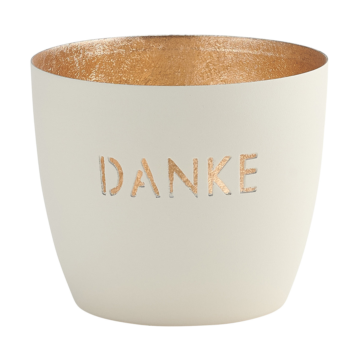 Madras, Windlicht, M, Motiv: Danke, weiß/gold - Windlicht