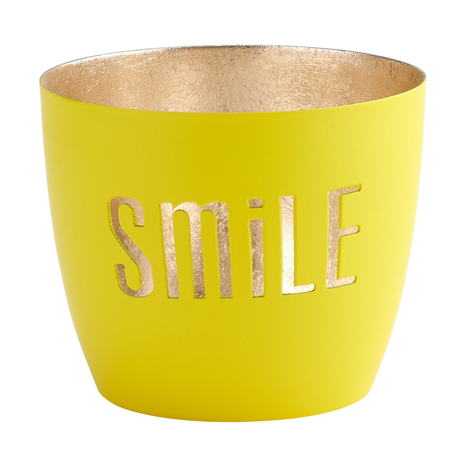 Madras Windlicht M - Smile neon gelb/gold