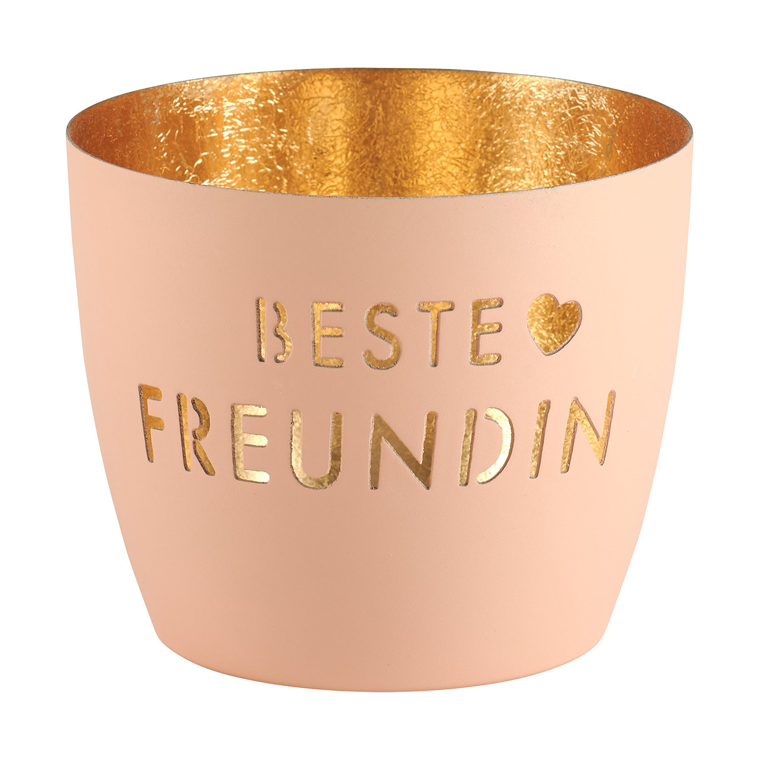 Madras, Windlicht, M, Motiv: Beste Freundin, pastellorange/g - Windlicht