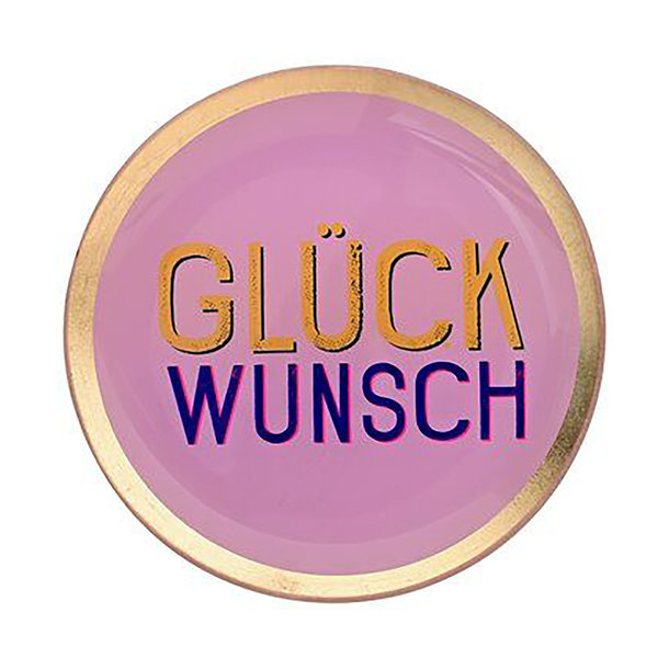 Love Plates, Glasteller M, Motiv: Glückwunsch, rund, rosa - Glasteller