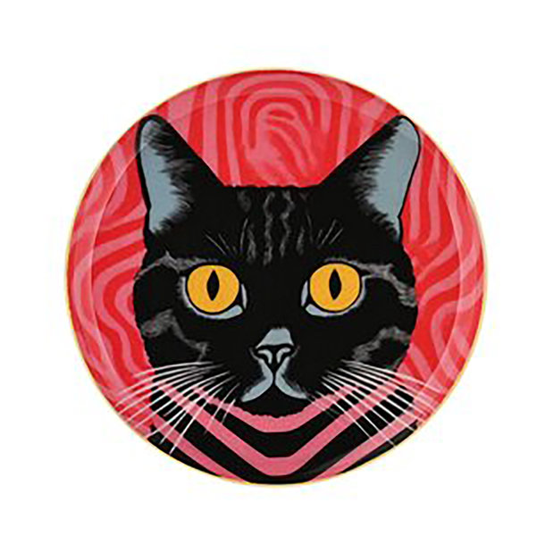 Love Trays, Dekotablett, XS, Motiv: Katze, rund, mehrfarbig - Glasteller
