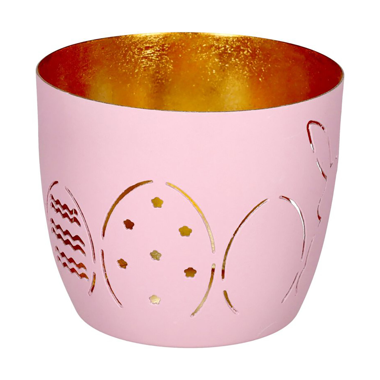 Madras Windlicht M - Hase mit Ostereier rosa