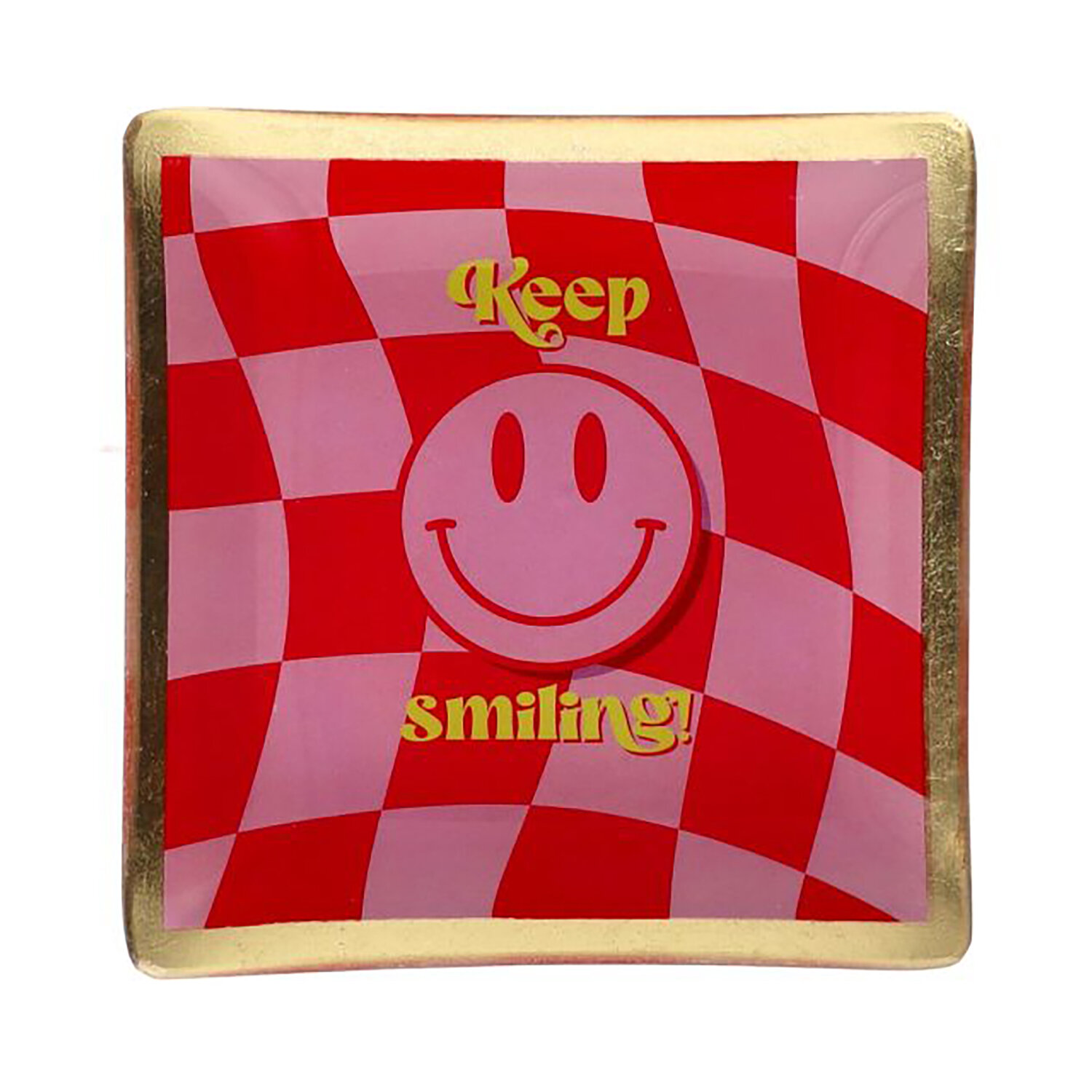 Love Plates Glasteller S - Keep Smiling, rosa, rot