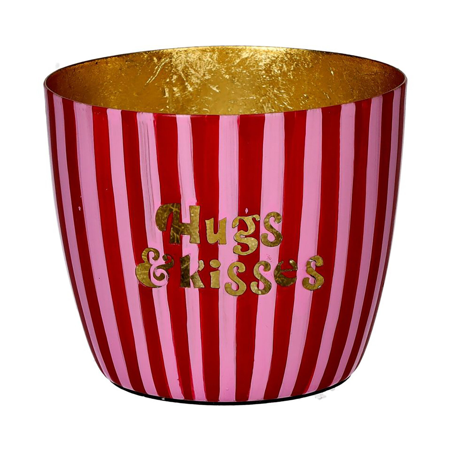 Madras Windlicht  M - Hugs and Kisses pink, gold