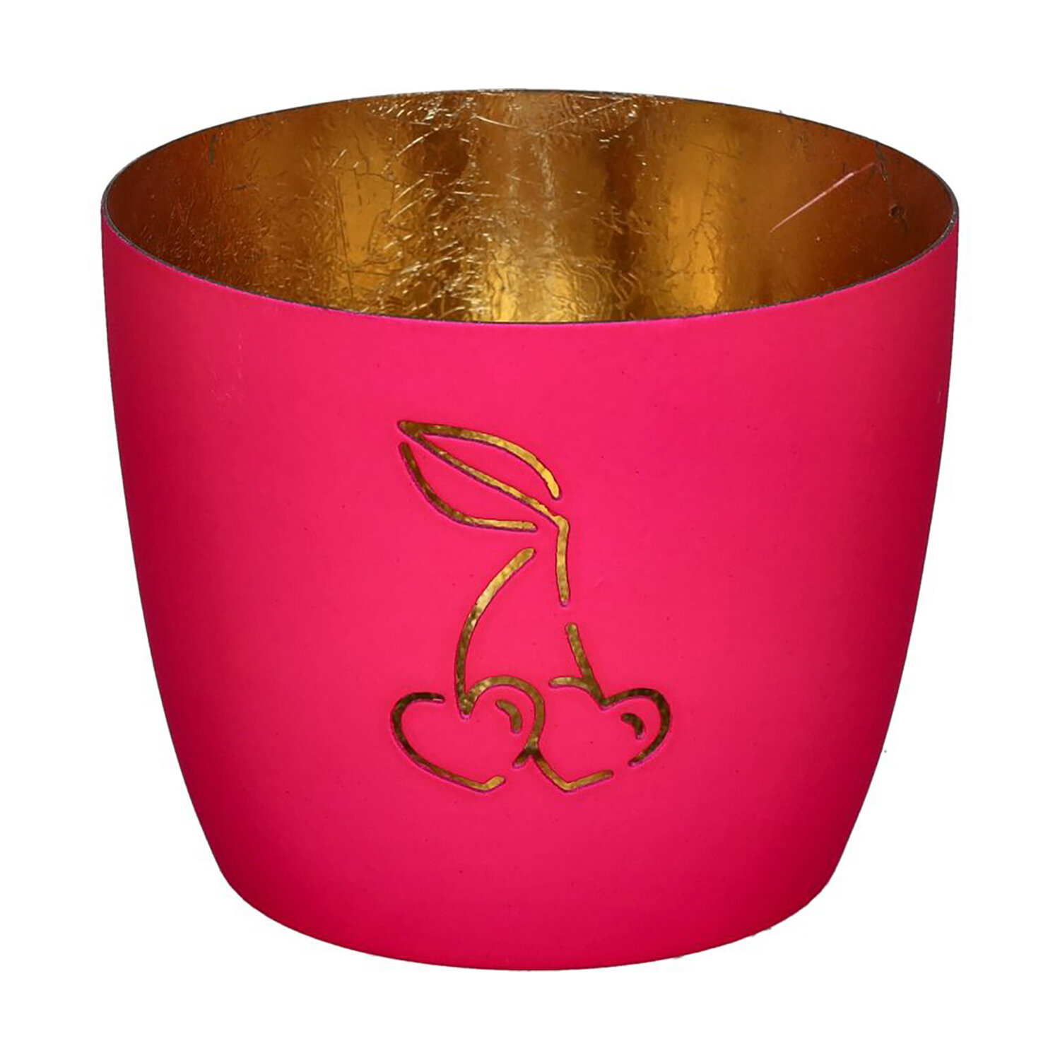 Madras M - Kirschen hot pink/gold