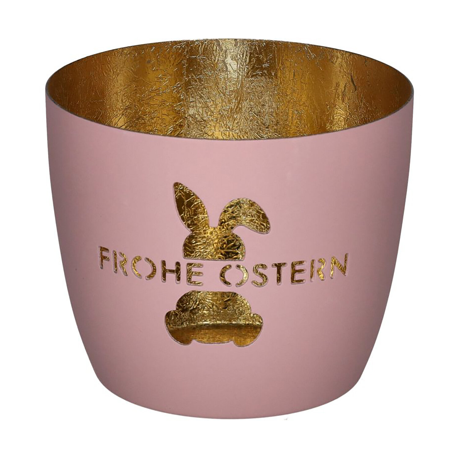 Madras Windlicht M - Frohe Ostern rosa, gold