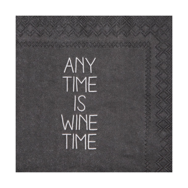Cocktailserviette 25x25cm, Anytime is wine time