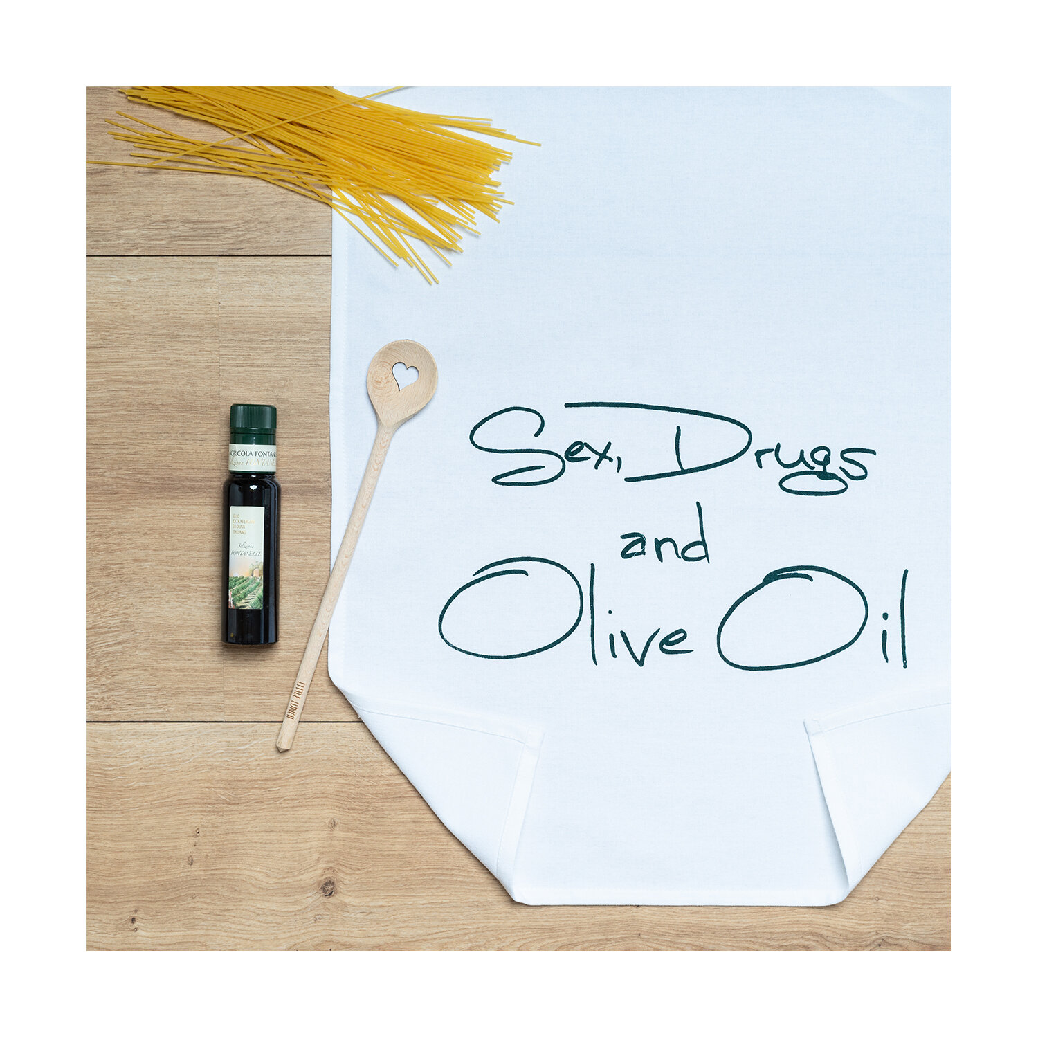 Geschirrtuch weiß - Sex Drugs and Oliveoil
