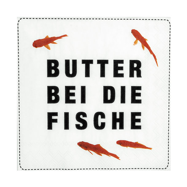Cocktailserviette 25x25cm, Butter bei die Fische