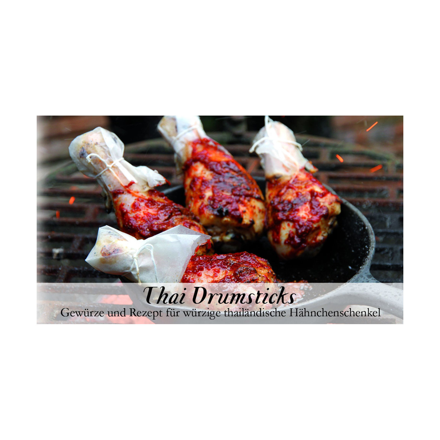 Food-Kasten \'Thai Drumsticks\' - Gewürze und Rezept für würzige thailändische Hähnchenschenke