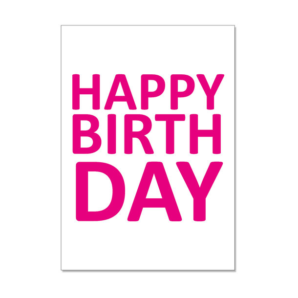 Postkarte hoch, HAPPY BIRTHDAY