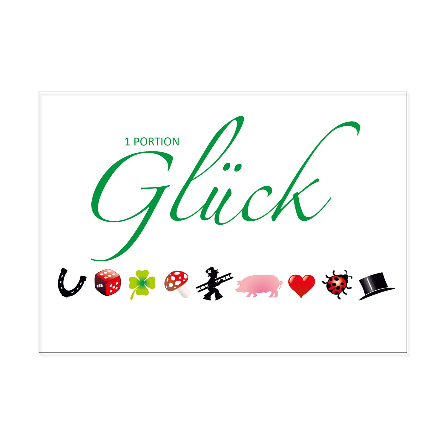 Postkarte quer - 1Portion Glück