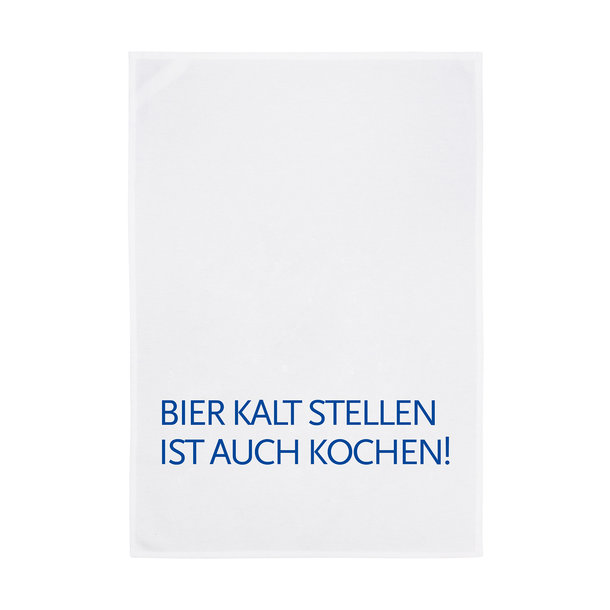 1730 Geschirrtuch weiss 50x70cm - Motiv: Bier Kalt stellen...