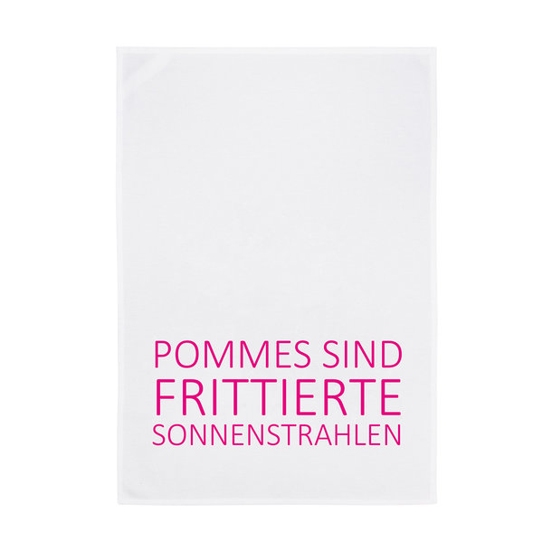 1730 Geschirrtuch weiss 50x70cm - Motiv: Pommes sind frittierte ...