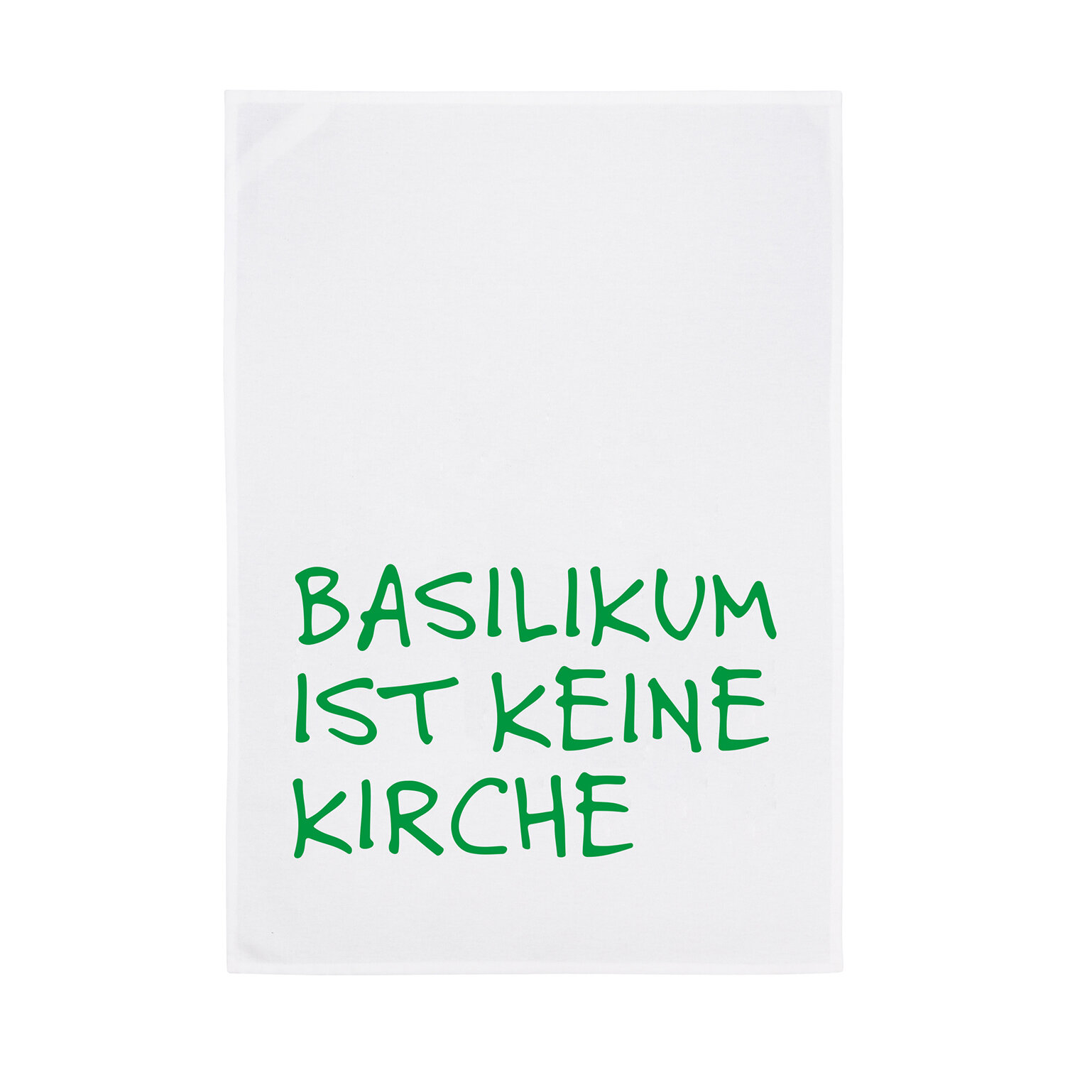 Geschirrtuch weiß - Baslikum ist keine Kirche