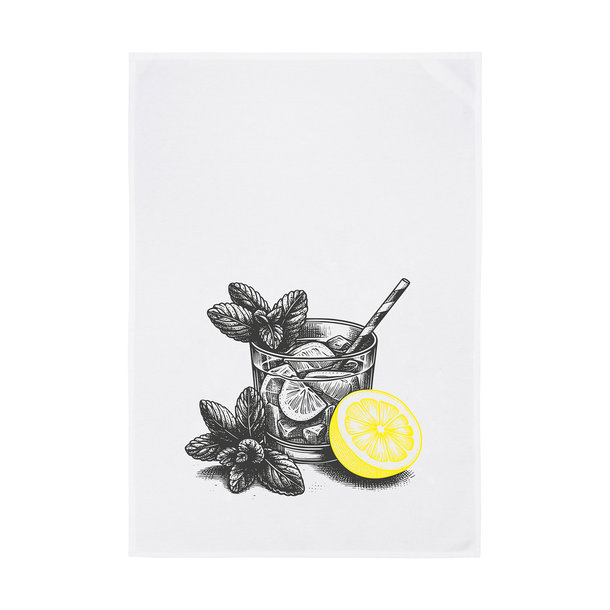 1730 Geschirrtuch weiss 50x70cm - Moiv: Gin, zweifarbig
