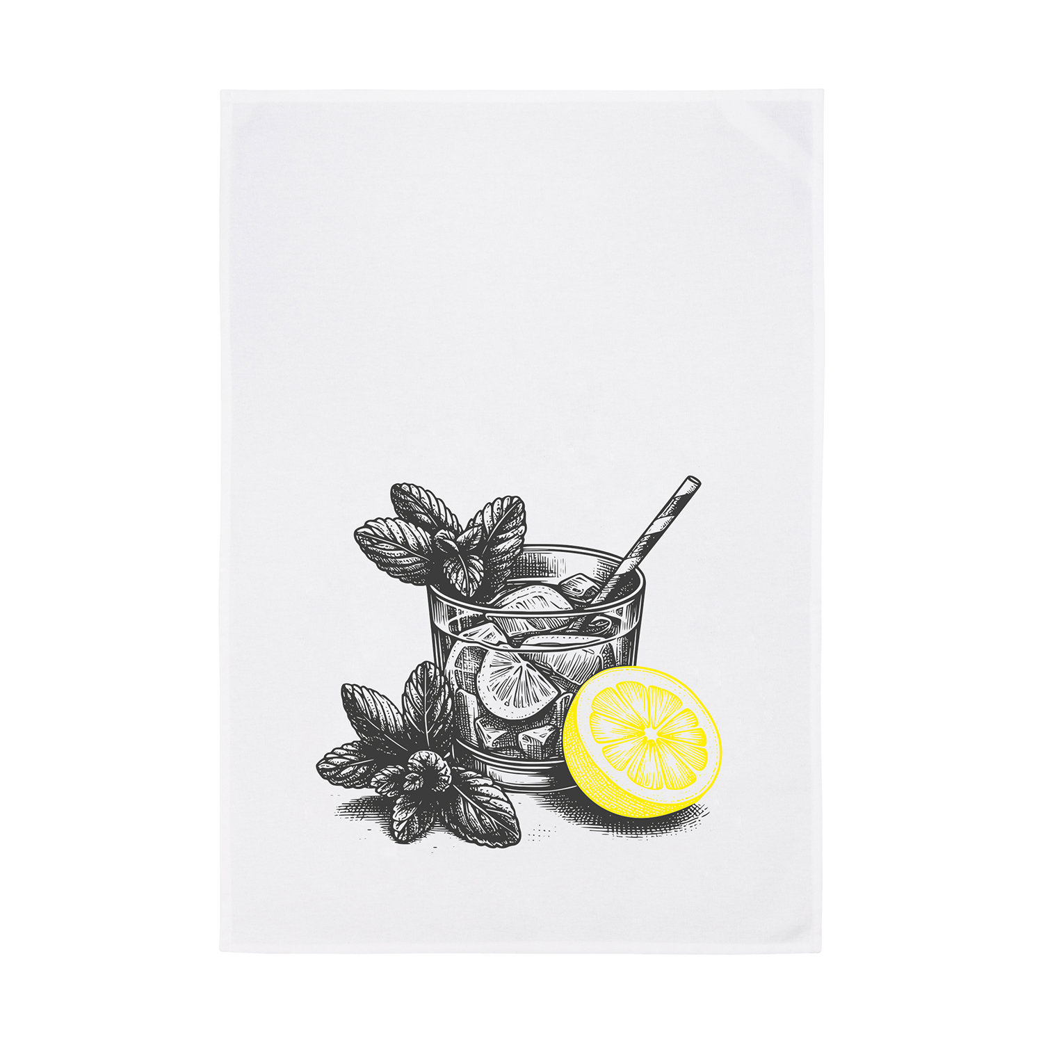 1730 Geschirrtuch weiss 50x70cm - Moiv: Gin, zweifarbig