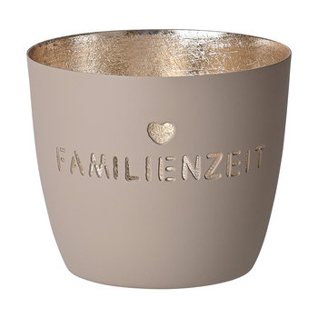 Madras, Windlicht, M, Motiv: Familienzeit, sandstone/gold - WINDLICHT