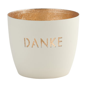 Madras, Windlicht, M, Motiv: Danke, weiß/gold - Windlicht