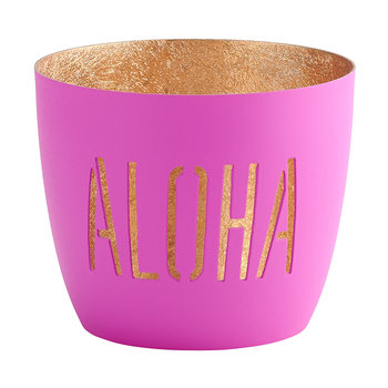 Madras, Windlicht, M, Motiv: Aloha, neon purple/gold - Windlicht