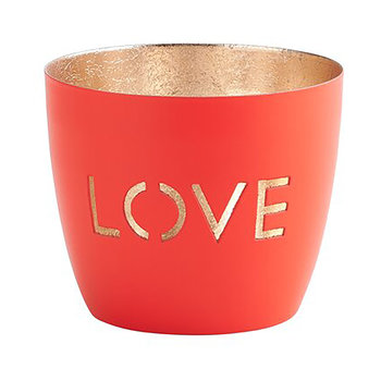 Madras, Windlicht, M, Motiv: Love, neon rot/gold - WINDLICHT