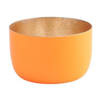 Madras, Windlicht, S, neon orange/gold - Windlicht