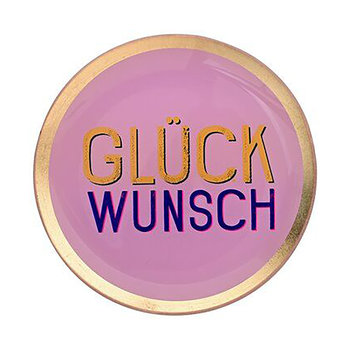 Love Plates, Glasteller M, Motiv: Glückwunsch, rund, rosa - Glasteller