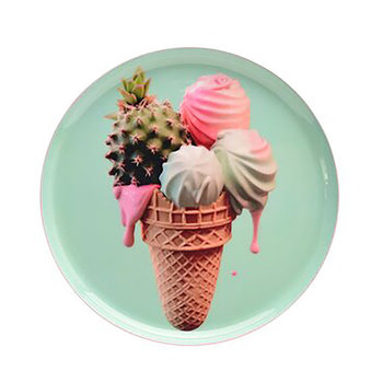 Love Trays, Dekotablett, XS, Motiv: Eis, rund, mint - Glasteller