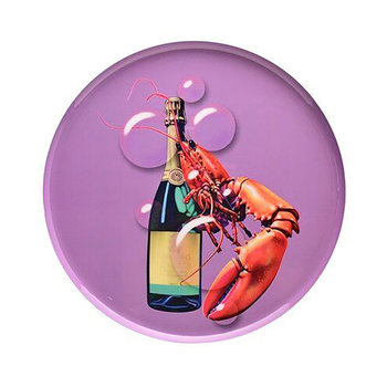 Love Trays, Dekotablett, M, Motiv: Champagner Hummer, rund, - Glasteller