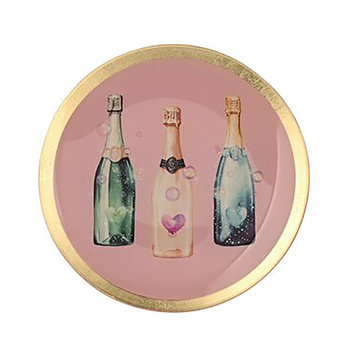 Love Plates, Glasteller M, Champagner Flaschen, rund, rosa - Glasteller
