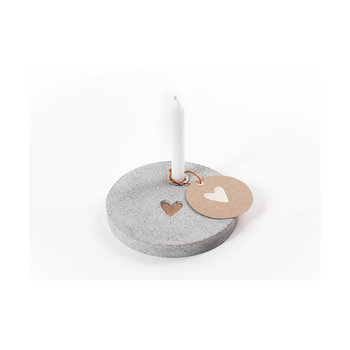 GOF Lichtkreis, runder Kerzenhalter Motiv: Herz - Runder Kerzenhalter aus Terrazzo mit Druck.