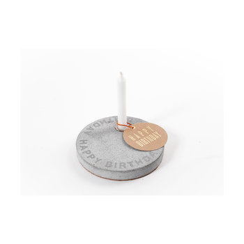 GOF Lichtkreis, runder Kerzenhalter Motiv: Happy Birthday. - Runder Kerzenhalter aus Terrazzo mit Druck.