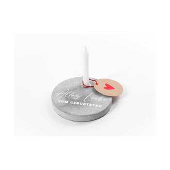 GOF Lichtkreis, runder Kerzenhalter Motiv: Alles Liebe zum G - Runder Kerzenhalter aus Terrazzo mit Druck.
