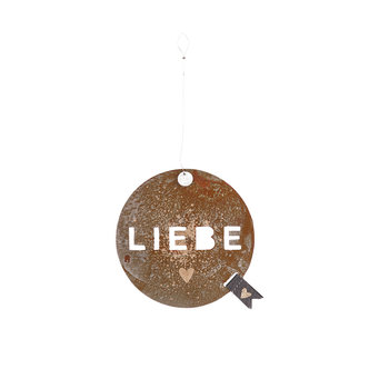 GOF Wunschschilder, Motiv: Liebe - Schilder aus rostigem Metall mit Stanzung und Druck. Tag aus
