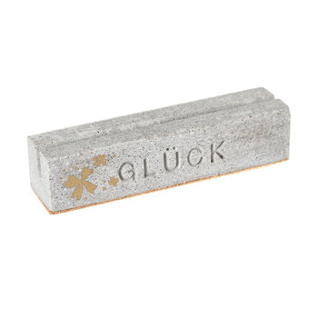 GOF Kartenhalter aus Terrazzo, Motiv: Glück - Kartenhalter aus Terrazzo mit Korkboden mit Druck und/ oder