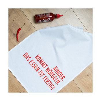 1730 Geschirrtuch weiss 50x70cm - Motiv: Kinder kommt nörgeln..