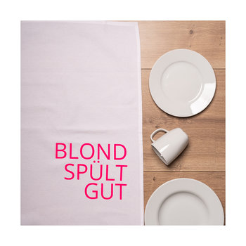 1730 Geschirrtuch weiss 50x70cm - Motiv: Blond spült gut