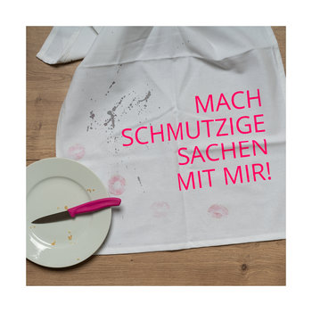 1730 Geschirrtuch weiss 50x70cm - Motiv: Mach Schmutzige Sachen