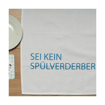 1730 Geschirrtuch weiss 50x70cm - Motiv: Sei kein Spülverderber