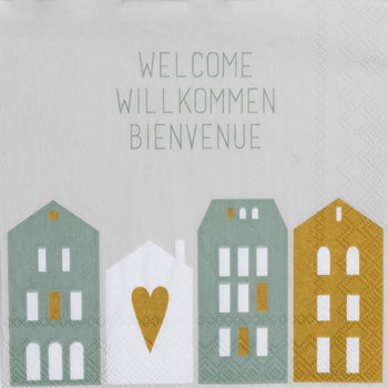 Cocktailservietten Welcome Willkommen Bienvenue