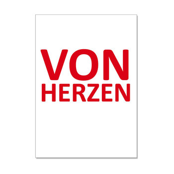Postkarte hoch, VON HERZEN, rot
