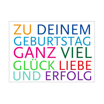 Postkarte quer, ZU DEINEM GEBURTSTAG GANZ VIEL GLÜCK LIEBE U