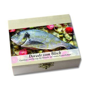 Dorade vom Blech - Gewürze und Rezept für Dorade auf einem Kartoffelbett