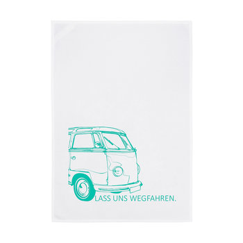 1730 Geschirrtuch weiss 50x70cm - Motiv: Lass uns wegfahren...