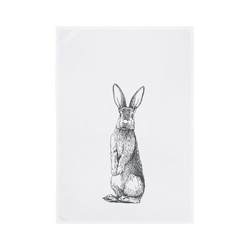 1730 Geschirrtuch weiß 50x70cm - Motiv: Stehender Hase